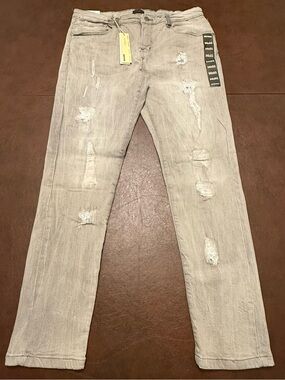Reason Brand Men’s 36x32 Gray Acid Wash Distressed Skinny Jeans NWT